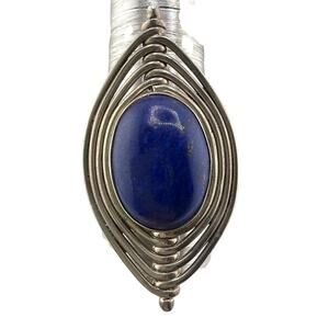 Oval Lapis Lazuli Modernist Sterling Silver Ring Artisan Jewelry 7.5